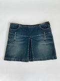 00s Pleated Denim Mini Skirt - Size S/M - Funky Cat