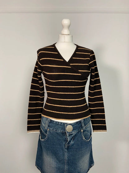 Vintage 00s Striped Top - Size XS