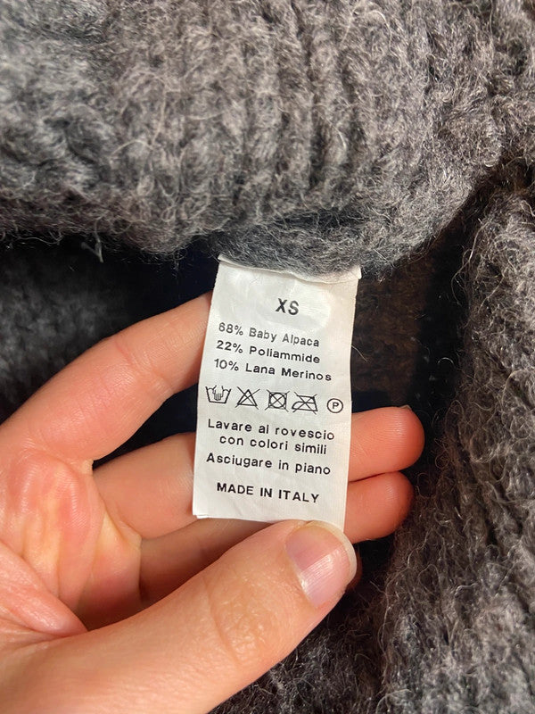 Vintage Grey Cable Knit Jumper - Size XS/S