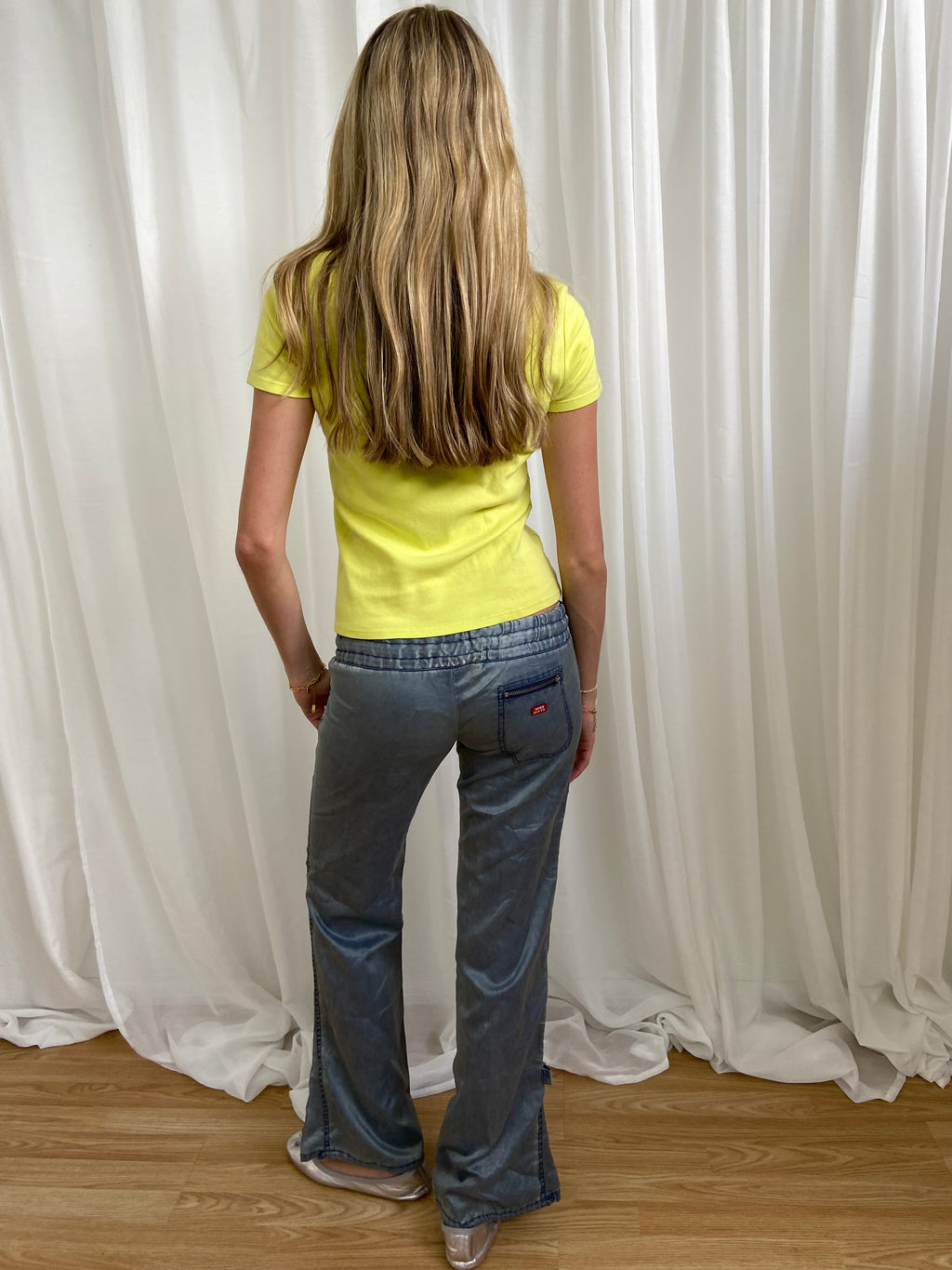 Miss Sixty Metallic Blue Low Rise Pants - Size 8/10 - Funky Cat