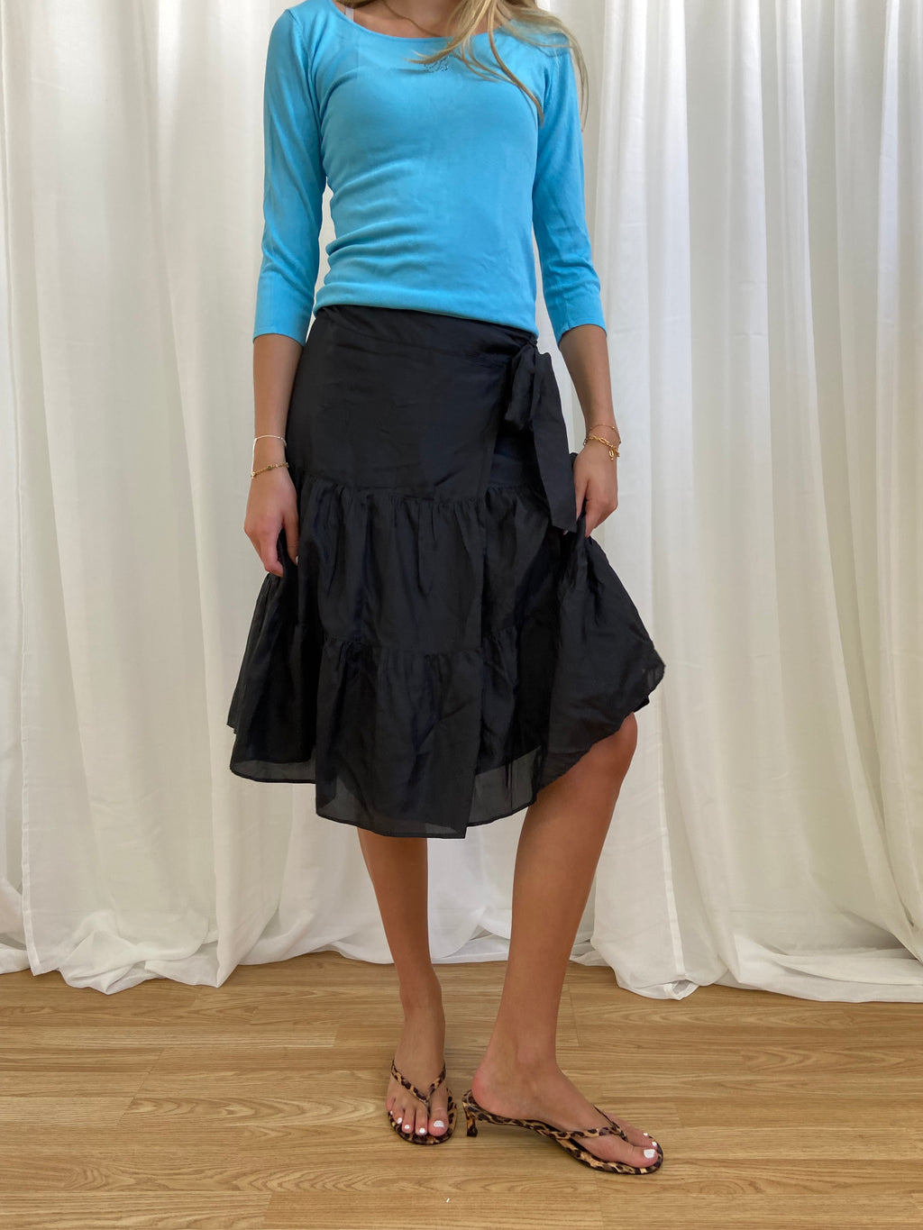 Italian Designer Tie Ruffled Skirt - Size S/M - Funky Cat