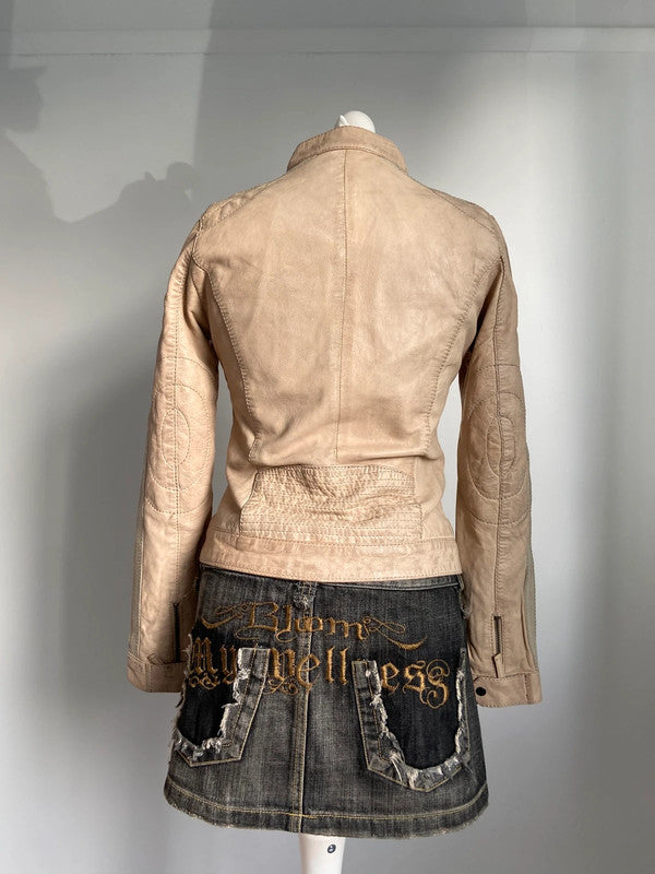 Vintage 00s Buckle Leather Jacket - Size XS/S - Funky Cat