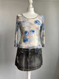 Vintage 00s Beaded Mesh Top - Size S - Funky Cat