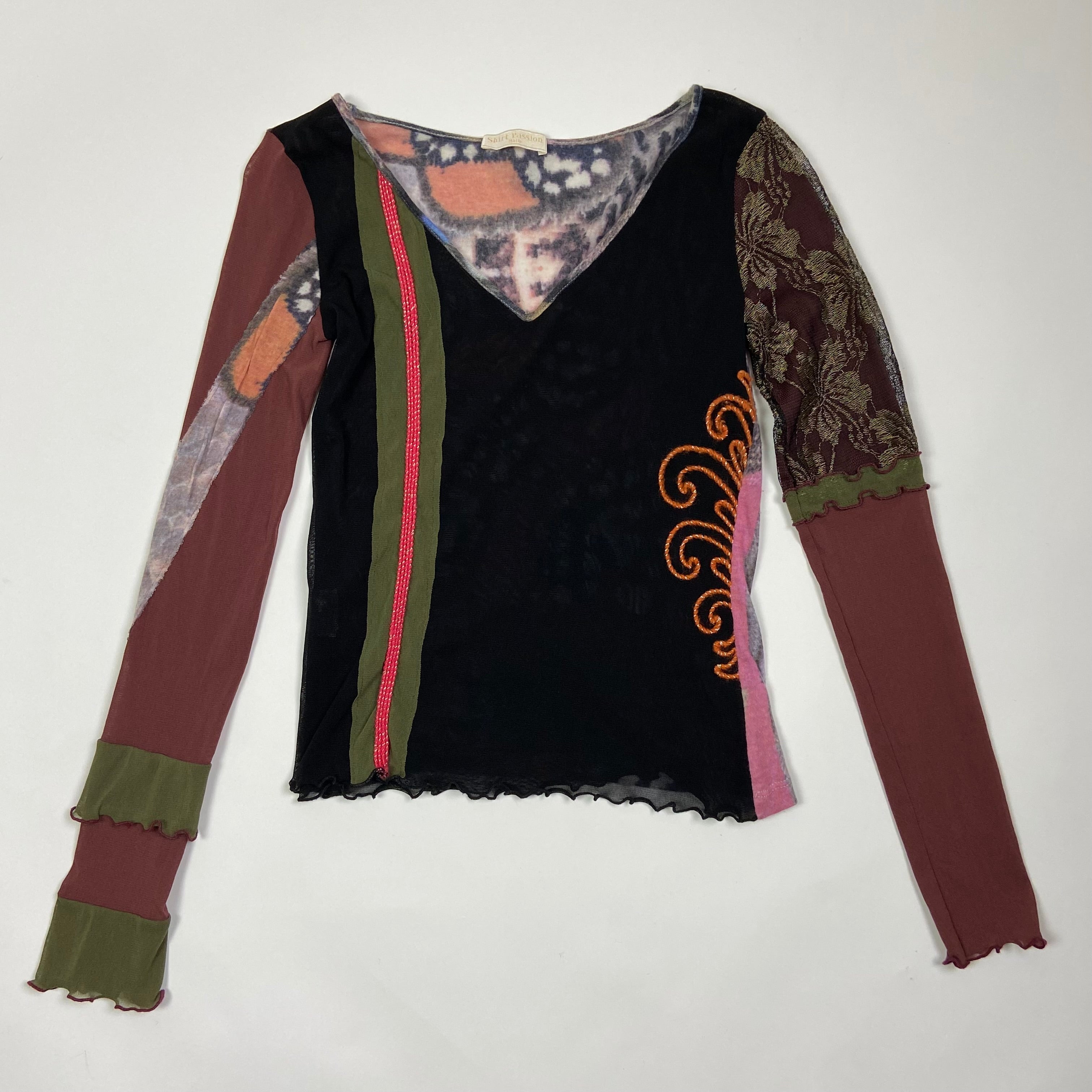 00s Embellished Long Sleeve Top - Size XS/S - Funky Cat