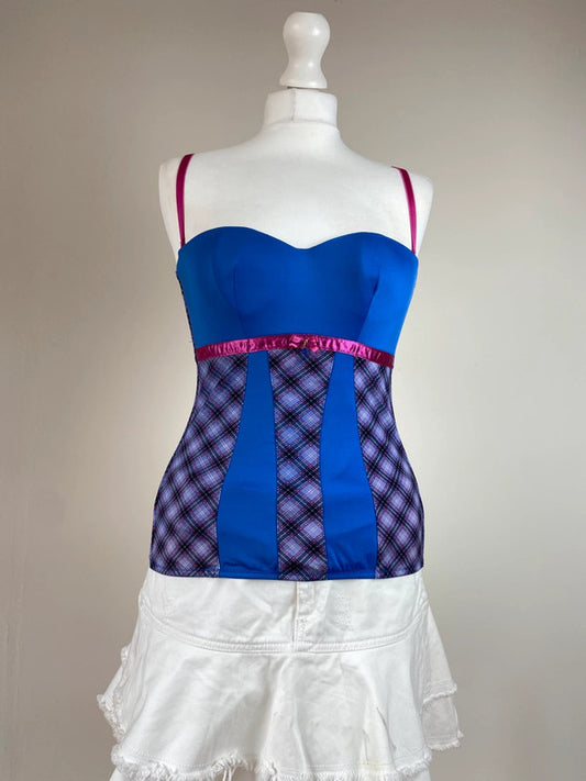 00s Checkered Corset Top - Size XS/S