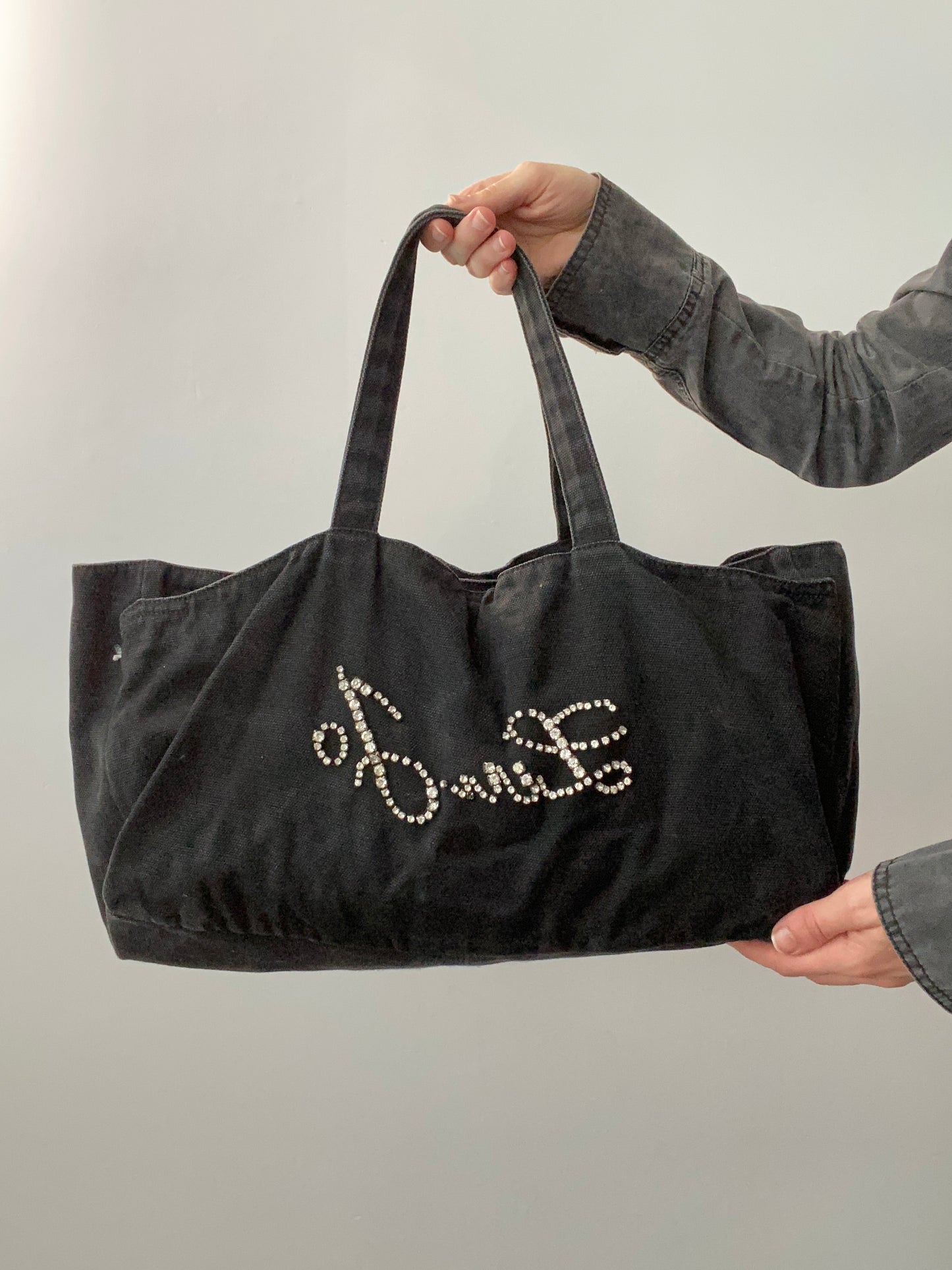 Vintage 00s Liu Jo Rhinestone Tote Bag - Funky Cat