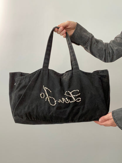 Vintage 00s Liu Jo Rhinestone Tote Bag - Funky Cat