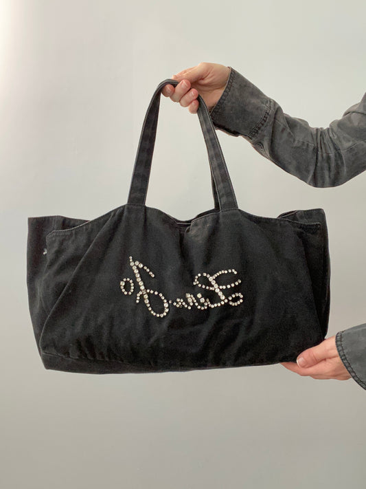 Vintage 00s Liu Jo Rhinestone Tote Bag - Funky Cat