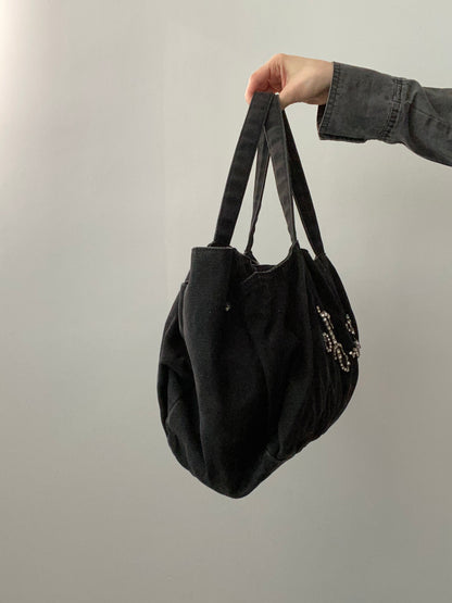 Vintage 00s Liu Jo Rhinestone Tote Bag - Funky Cat