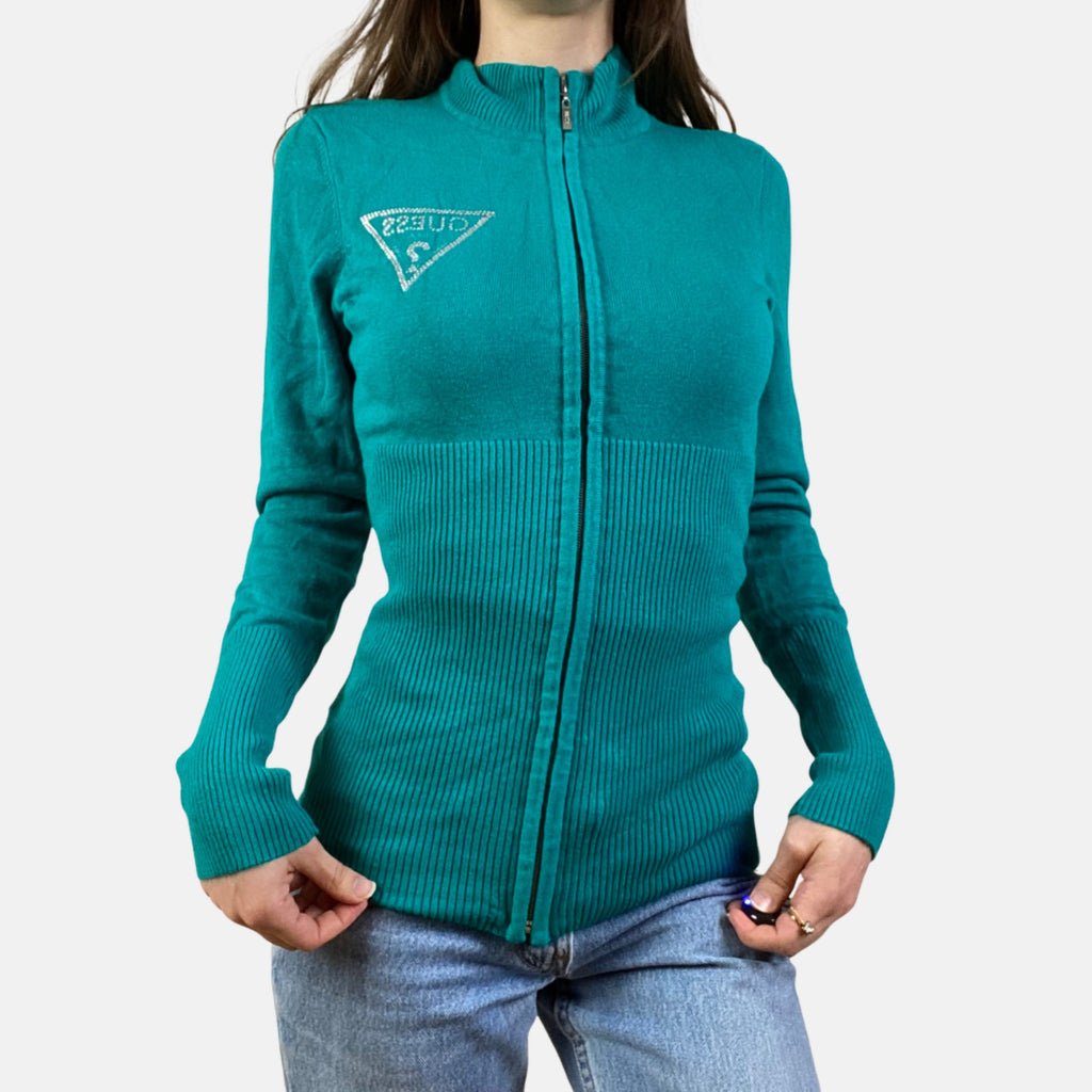 00s Guess Diamanté Jumper - Size XS - Funky Cat