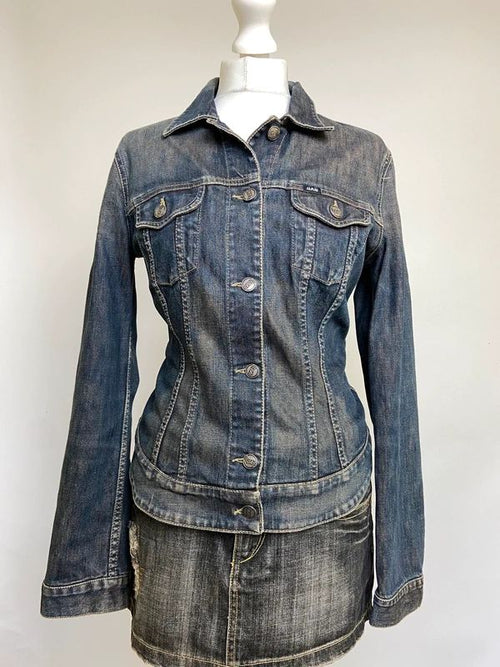 Vintage Y2K Denim Button Up Jacket - Size M - Funky Cat