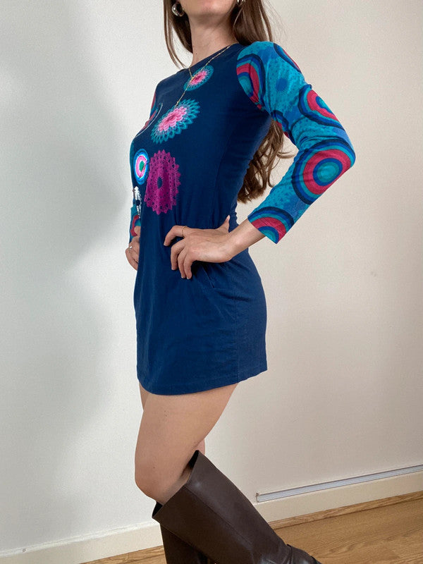 Desigual Funky Long Sleeve Dress - Size XS - Funky Cat