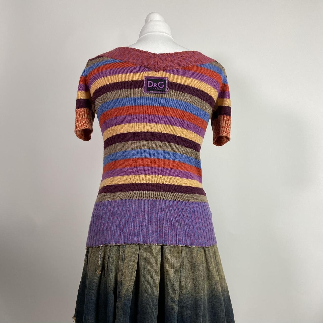 Dolce & Gabbana Multicoloured Striped Knit T-Shirt - Size XS - Funky Cat