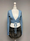Vintage 00s Wrap Top - Size S/M - Funky Cat