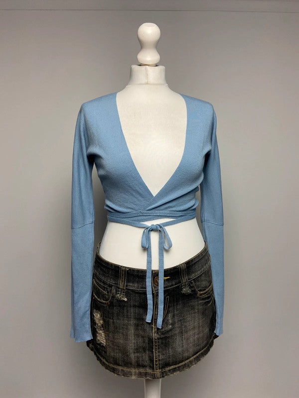 Vintage 00s Wrap Top - Size S/M - Funky Cat