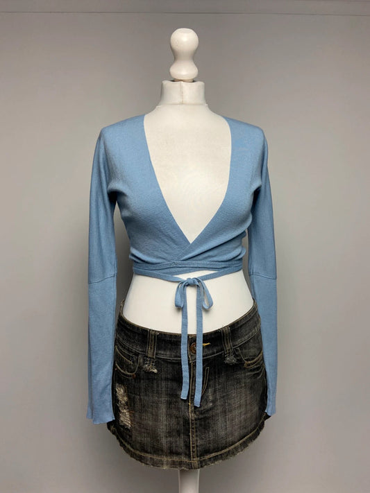 Vintage 00s Wrap Top - Size S/M - Funky Cat