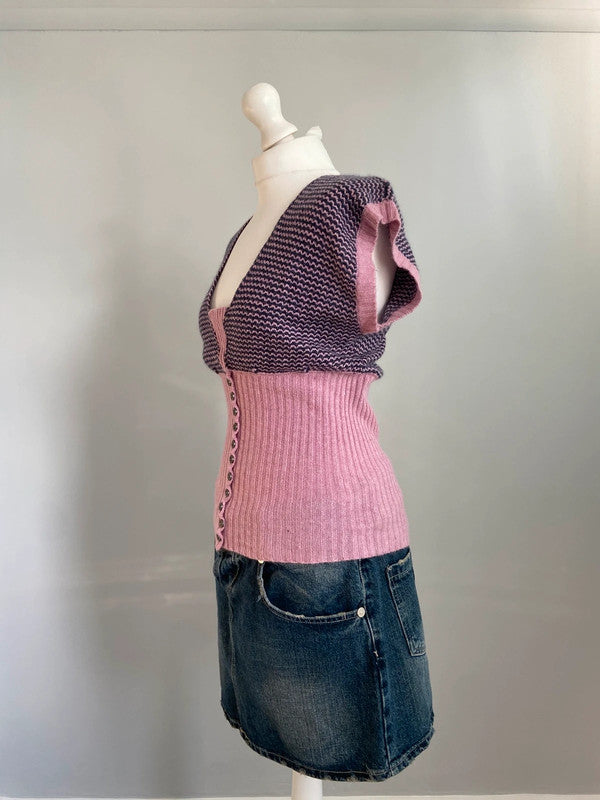 Vintage 00s Knit Top - Size M - Funky Cat