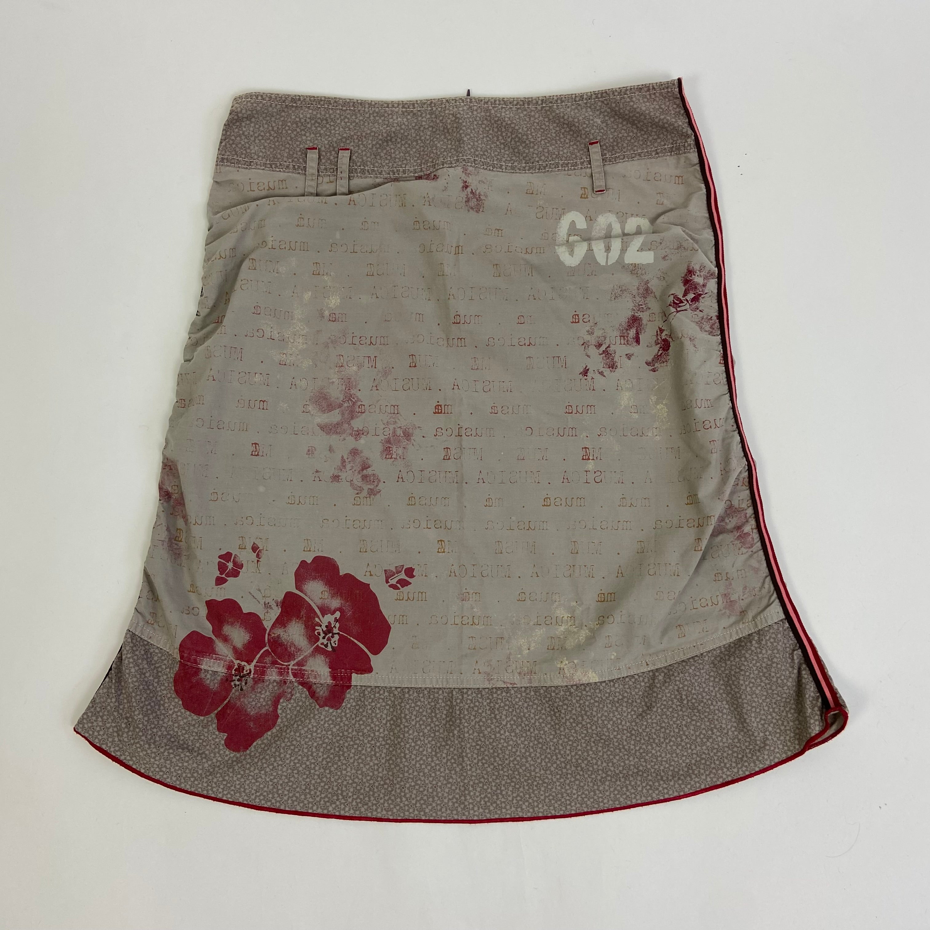 Cop Copine Graphic Ruched Skirt - Size M - Funky Cat