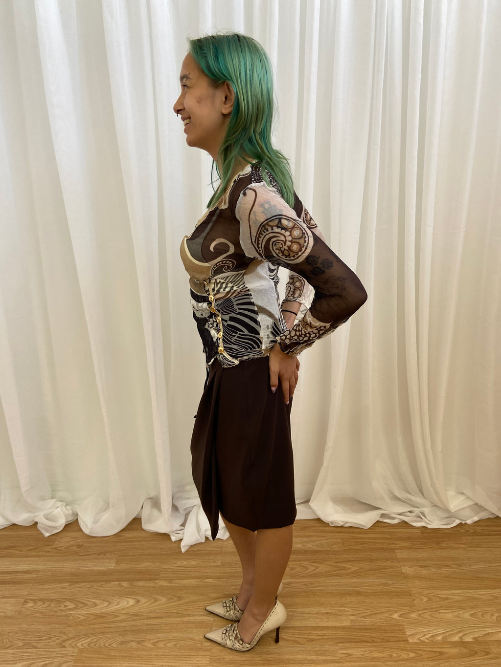 Sarah Pacini Brown Avantgarde Skirt - Size XS