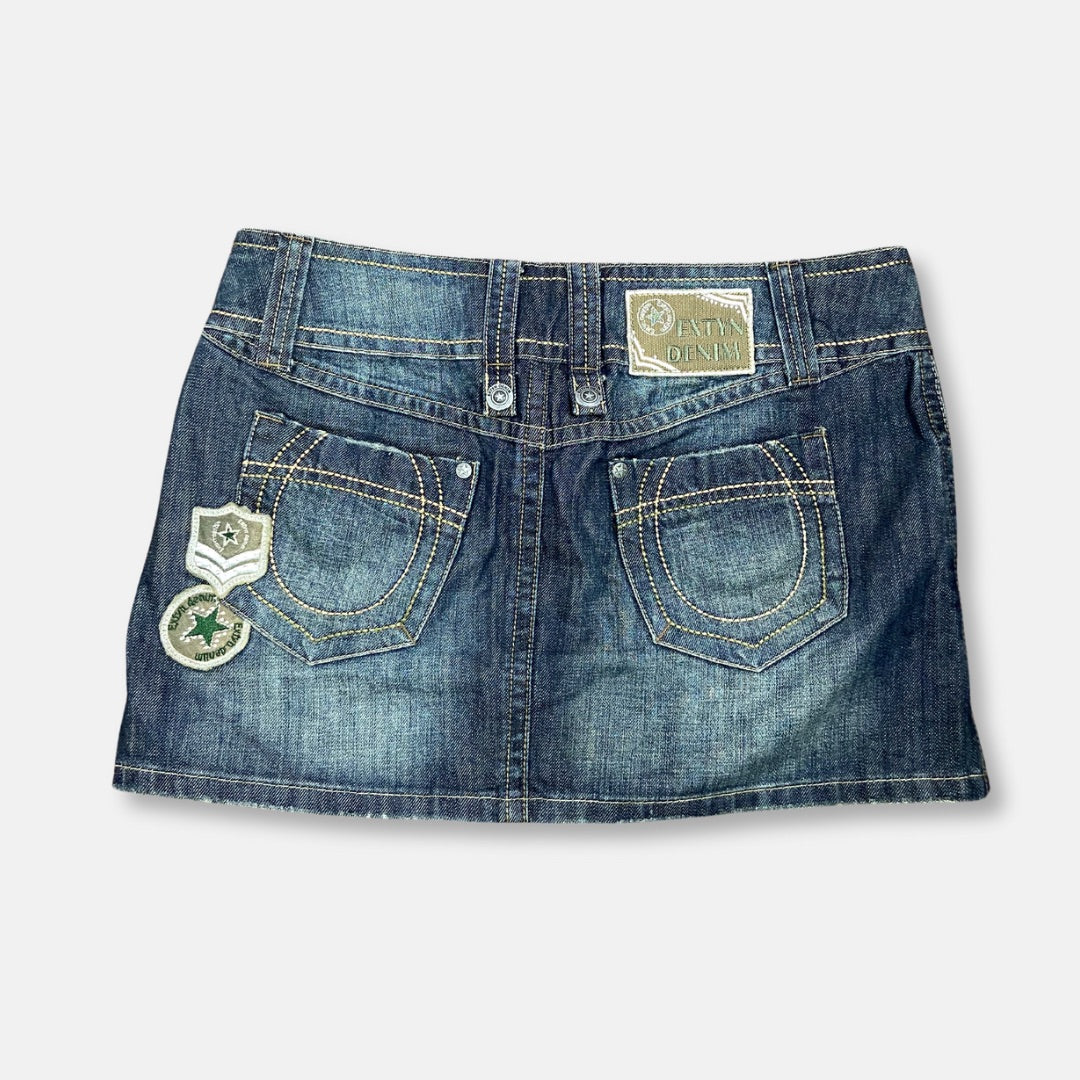 00s Denim Mini Skirt - Size M - Funky Cat