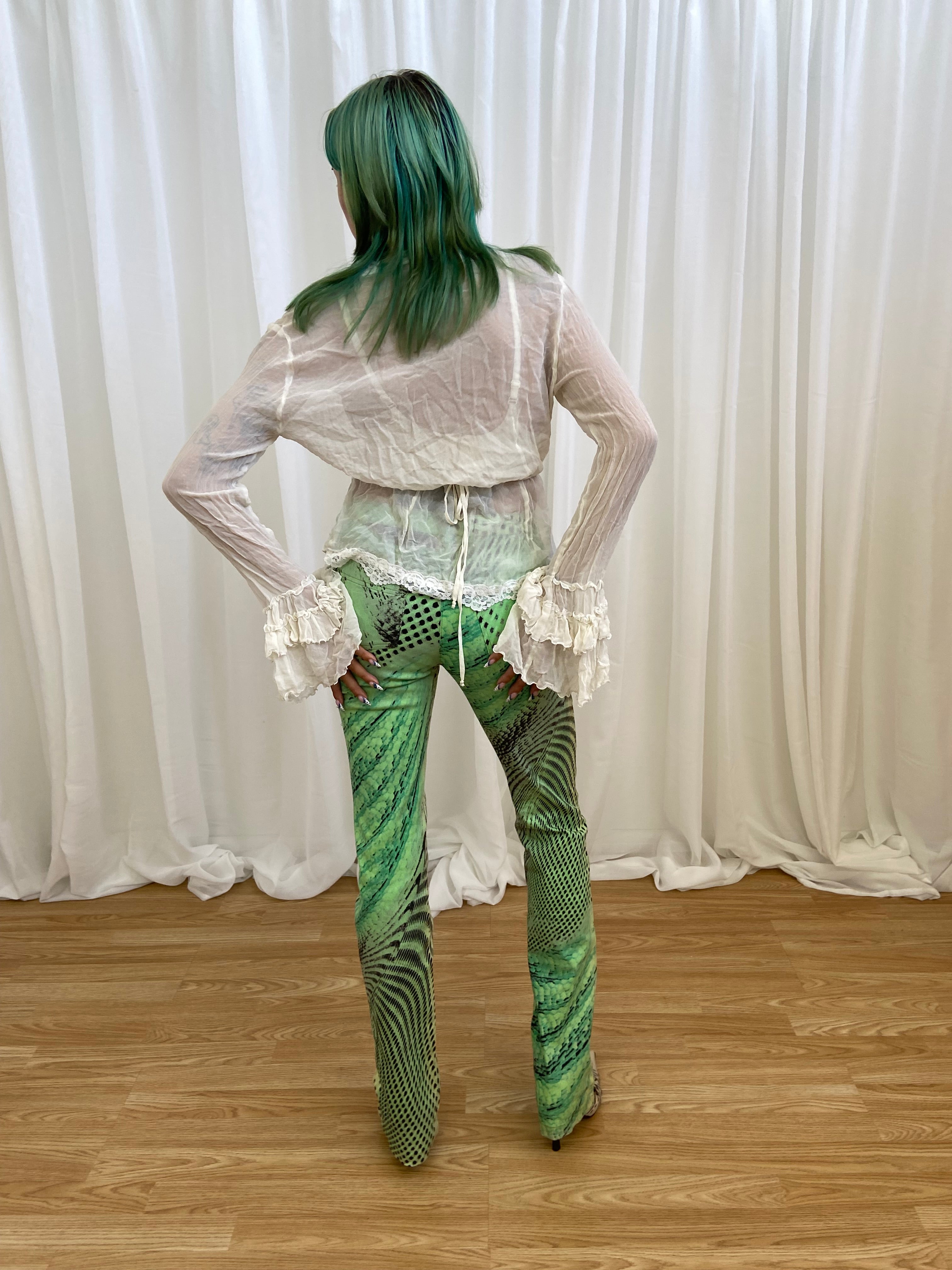 Vintage 00s Abstract Print Trousers - Size UK 6