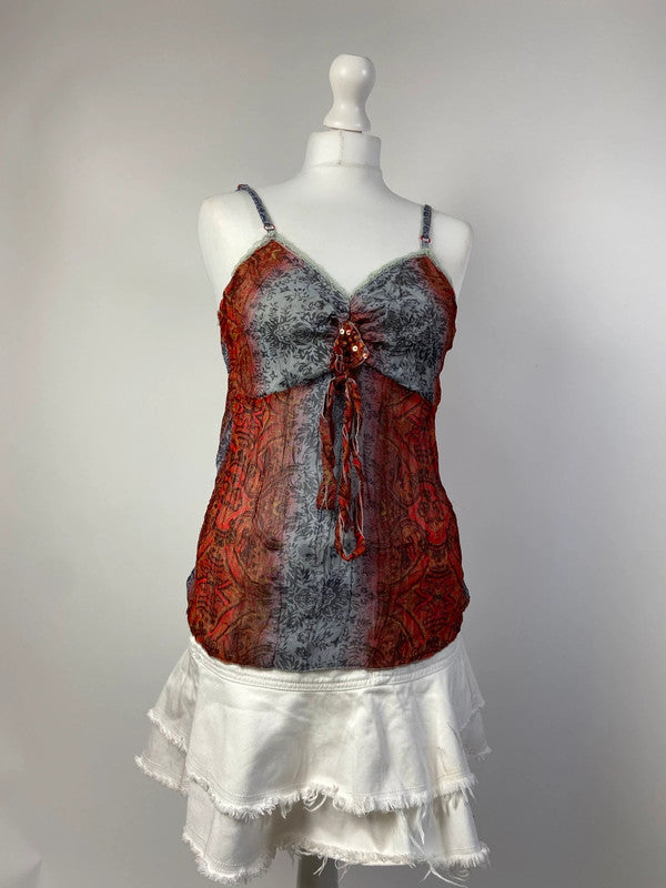 00s Boho Embellished Top - Size L