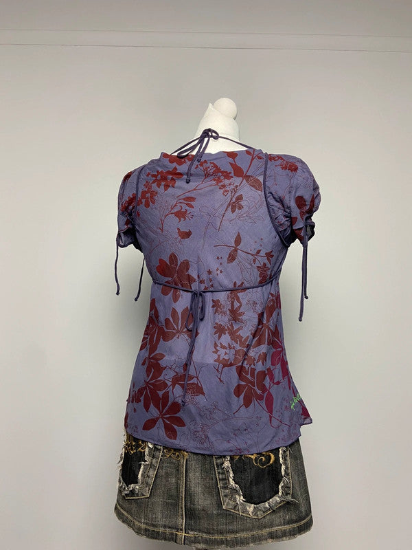 Cop Copine Floral Cup Sleeve Top - Size M - Funky Cat