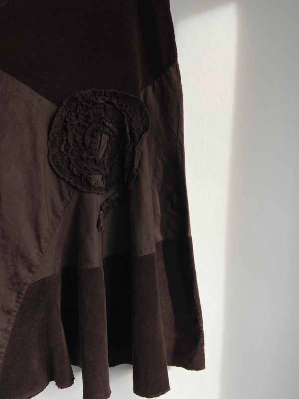 Vintage 00s Brown Whimsical Skirt - Size XS - Funky Cat