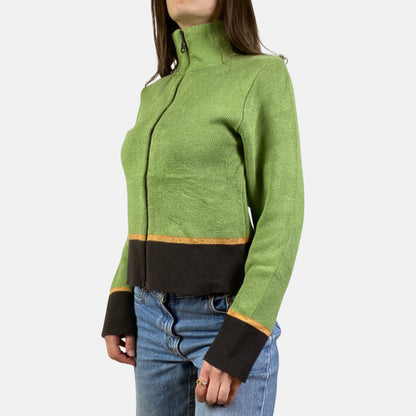 00s Green Zip Up Jumper - Size S