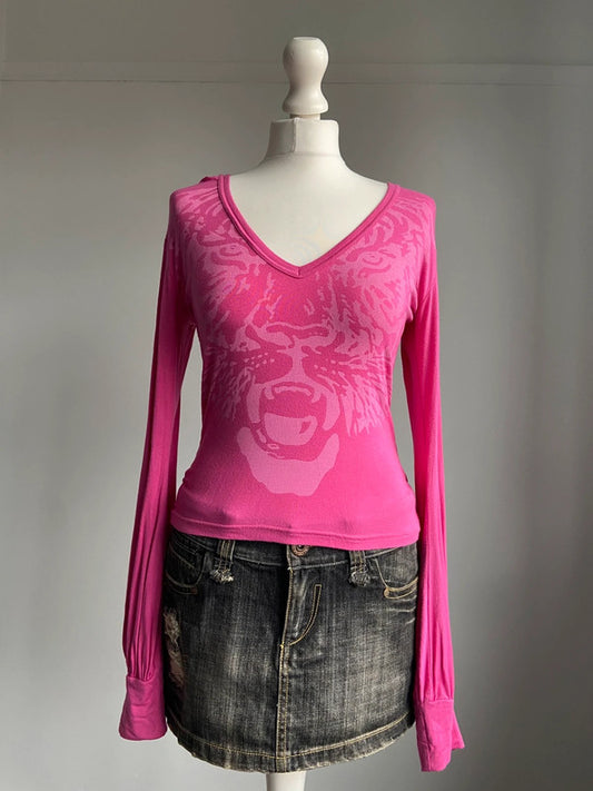 Vintage 00s Tiger Print Top - Size S/M