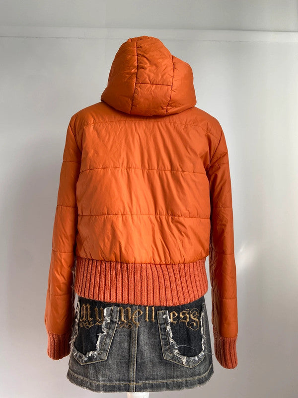 Vintage 00s Hooded Puffer Jacket - Size S/M - Funky Cat