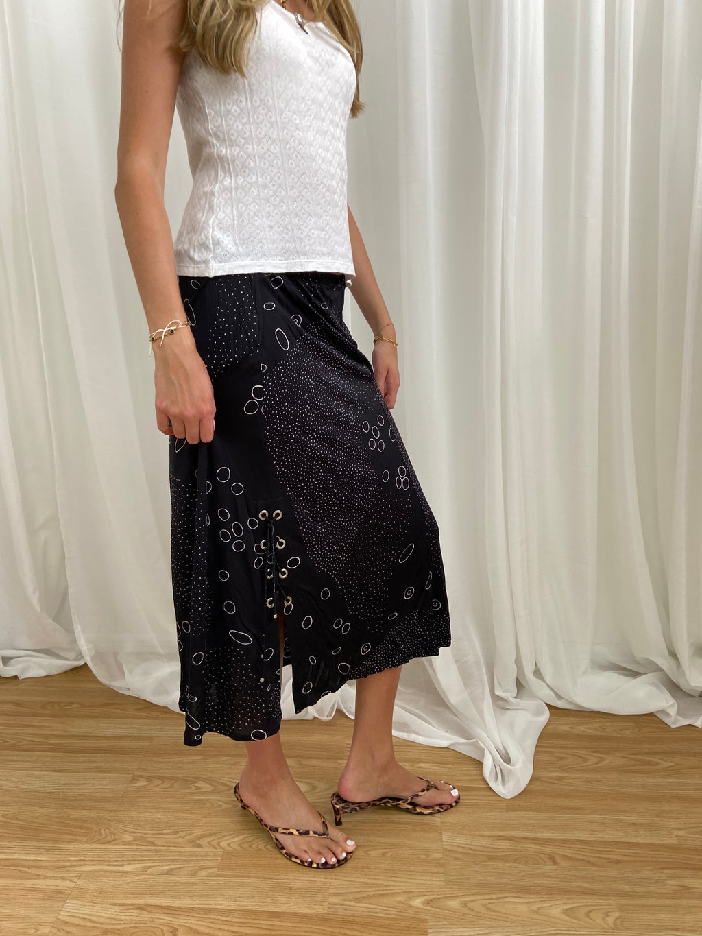 Vintage 00s Polks Dot Skirt - Size 10 - Funky Cat