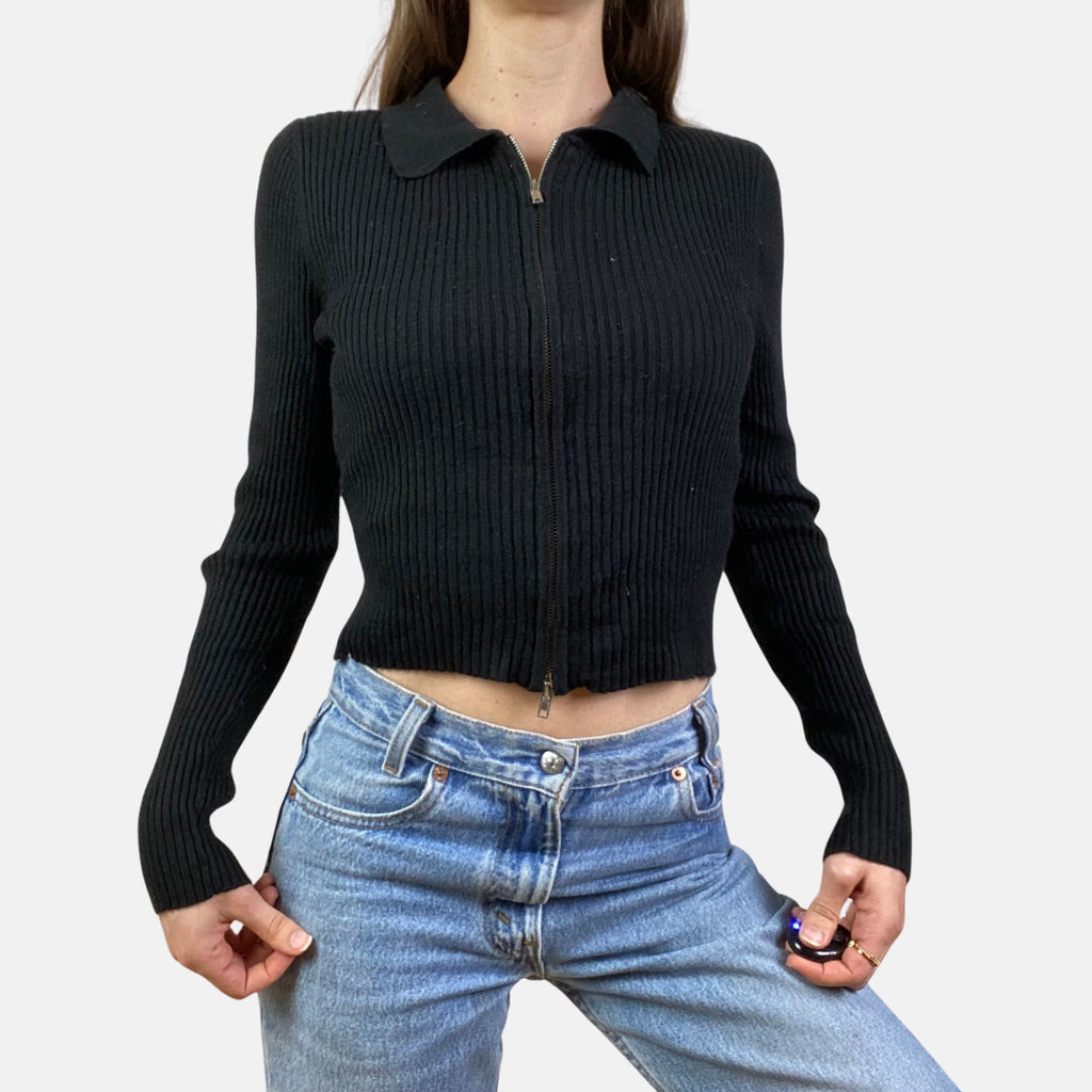 00s Double Zip Jumper - Size XS - Funky Cat