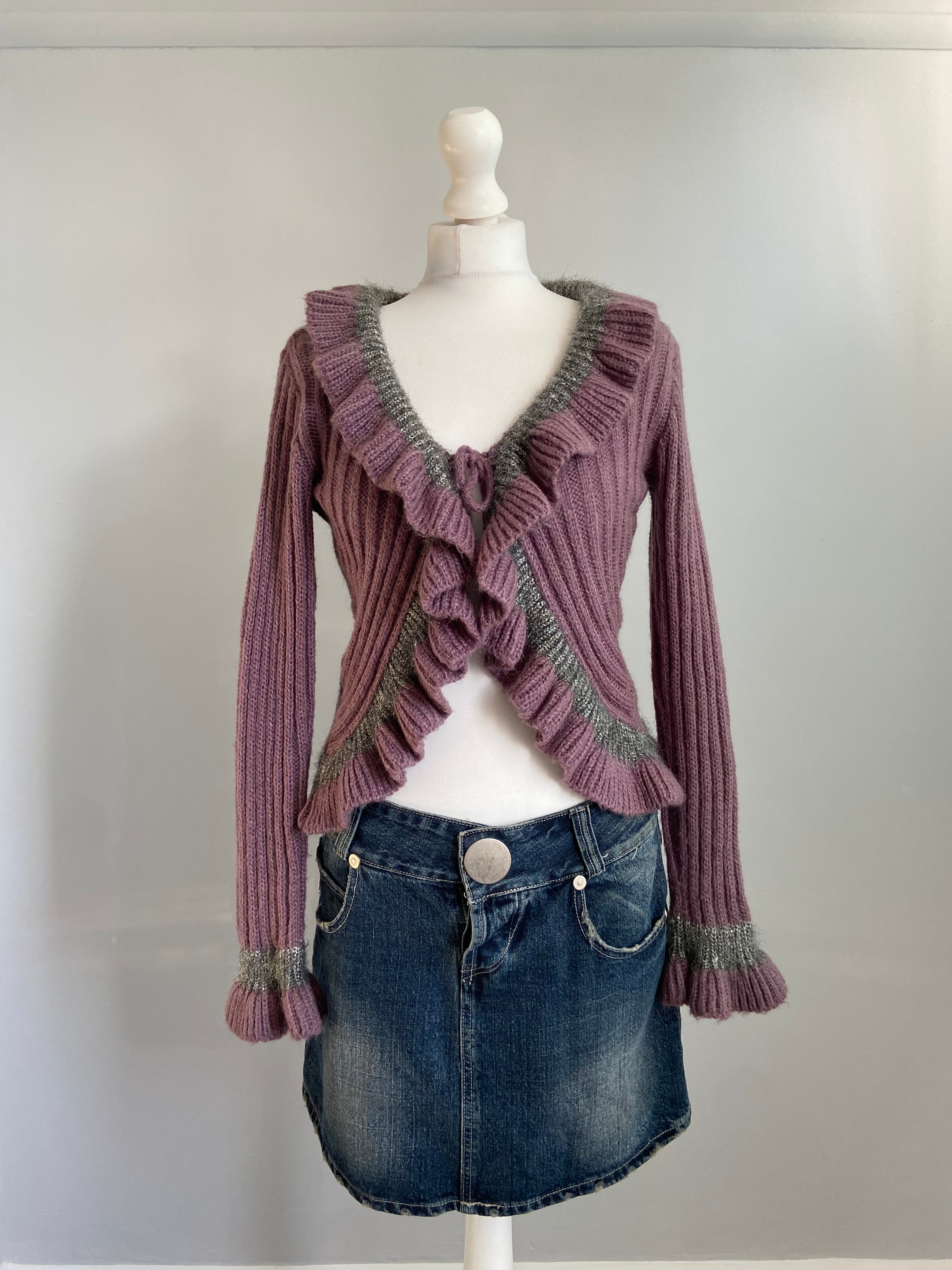 Vintage 00s Tie Front Cardigan- Size S - Funky Cat