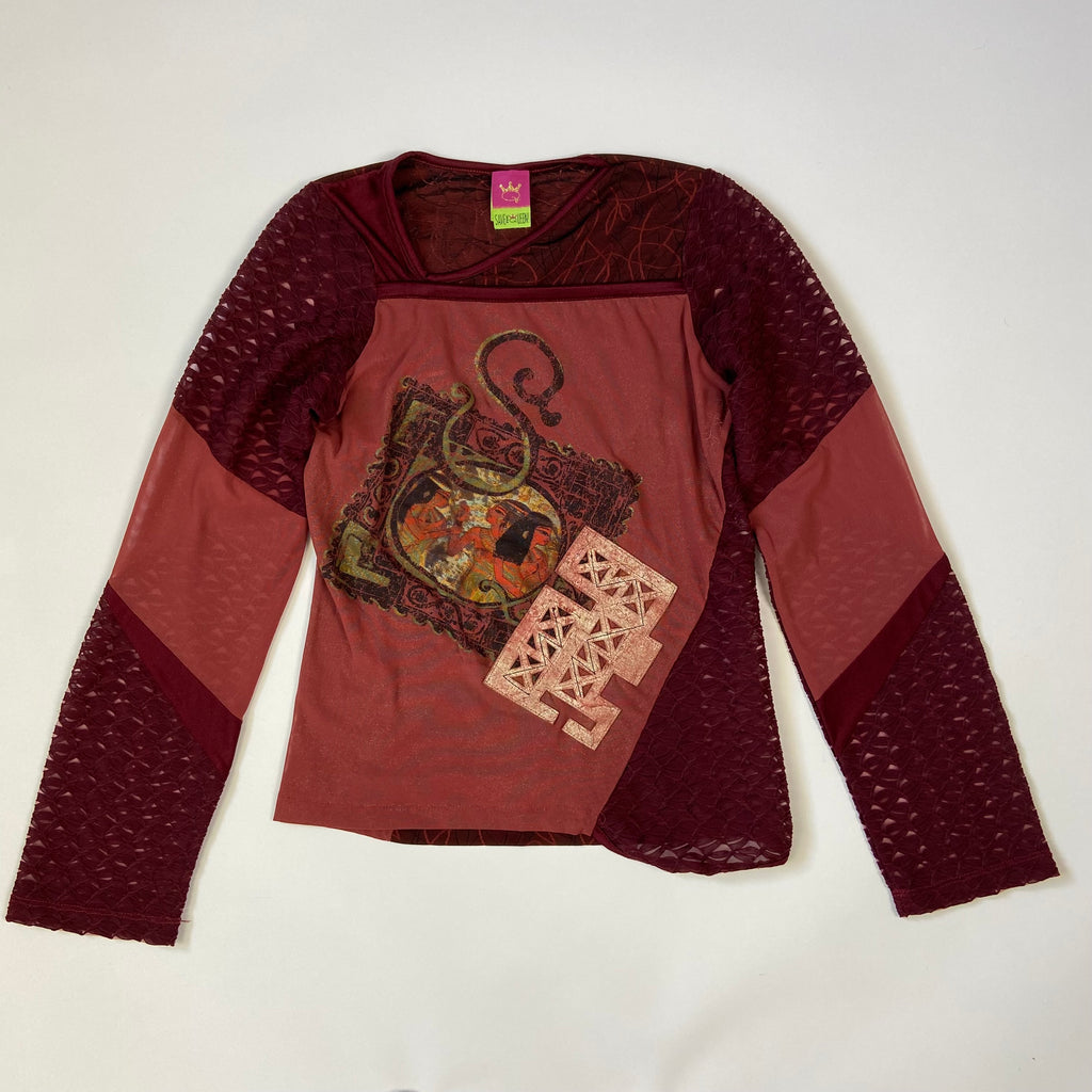 Save The Queen Graphic Printed Long Sleeve Top - Size M - Funky Cat