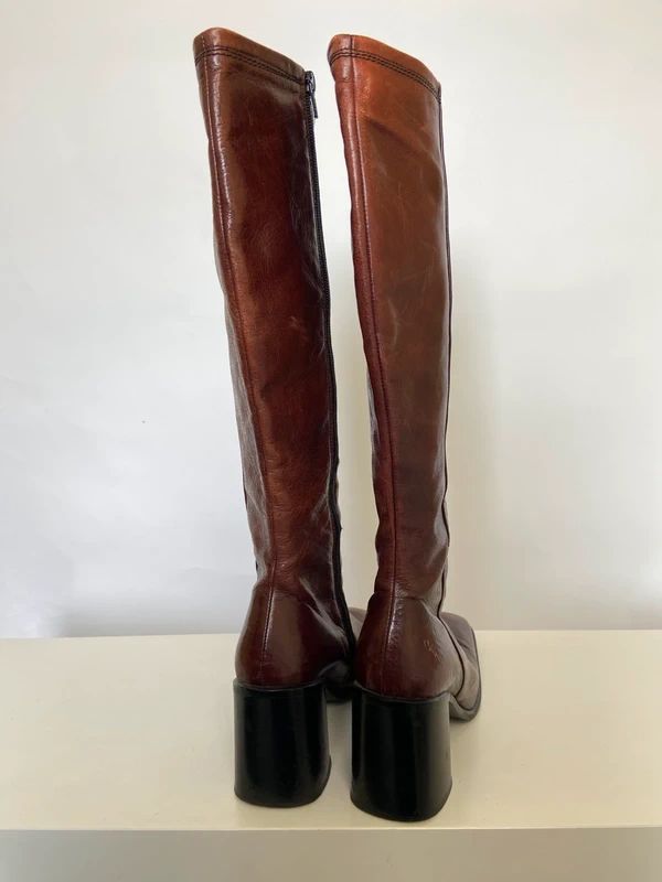 Vintage Boho Hippie Chunky Heel Boots - Size UK 6