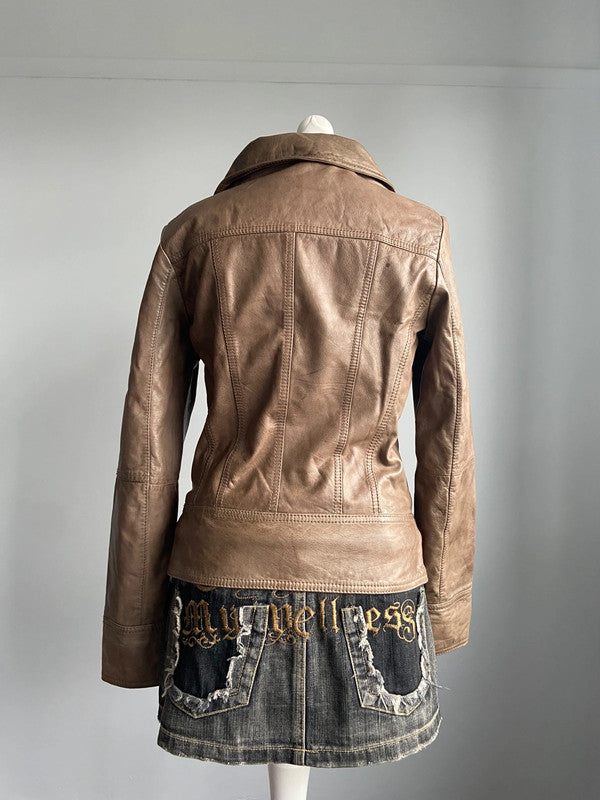 Vintage Buckle Leather Jacket - Size S/M - Funky Cat