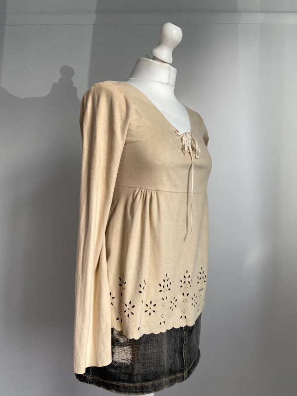 Vintage 00s Babydoll Style Top - Size M - Funky Cat