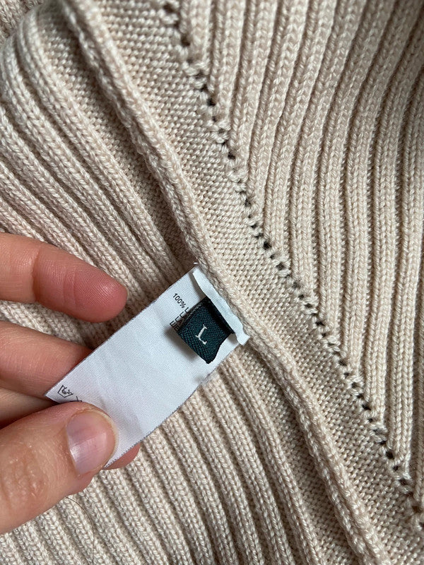 Vintage 00s Asymmetric Zip Up Ribbed Jumper - Size M - Funky Cat