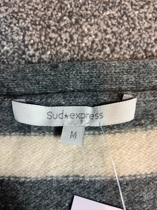 Vintage 00s Striped Wool Cardigan - Size L - Funky Cat