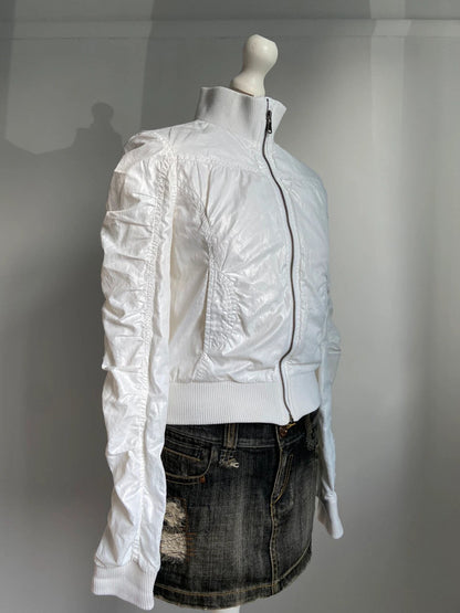 Vintage 00s Ruched Bomber Jacket - Size XS/S - Funky Cat