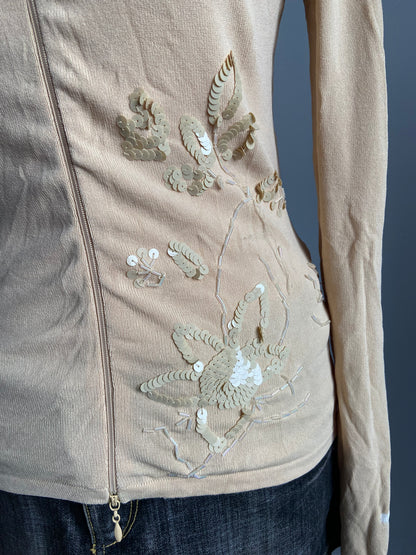 Vintage 00s Sequin Double Zip Top - Size S/M - Funky Cat