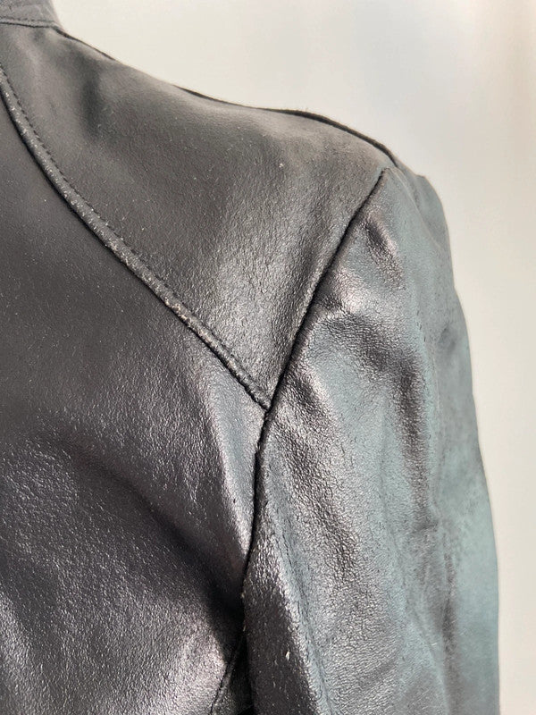 Vintage 00s Racer Leather Jacket - Size XS/S - Funky Cat