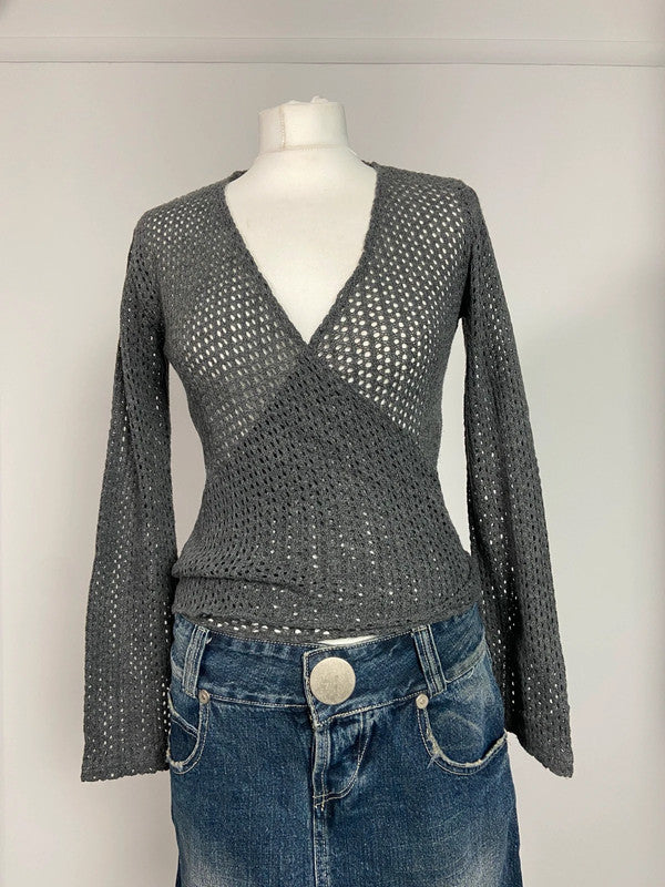 Vintage 00s Wrap Top - One Size - Funky Cat