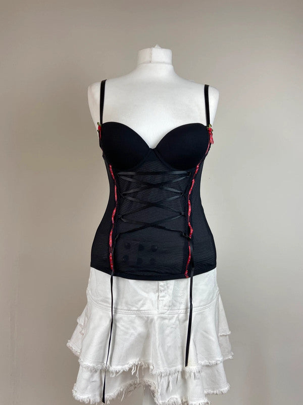 90s Black Corset Style Top - Size XS