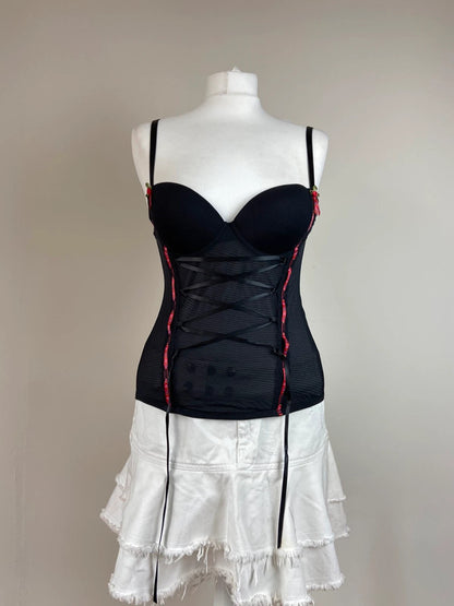 90s Black Corset Style Top - Size XS