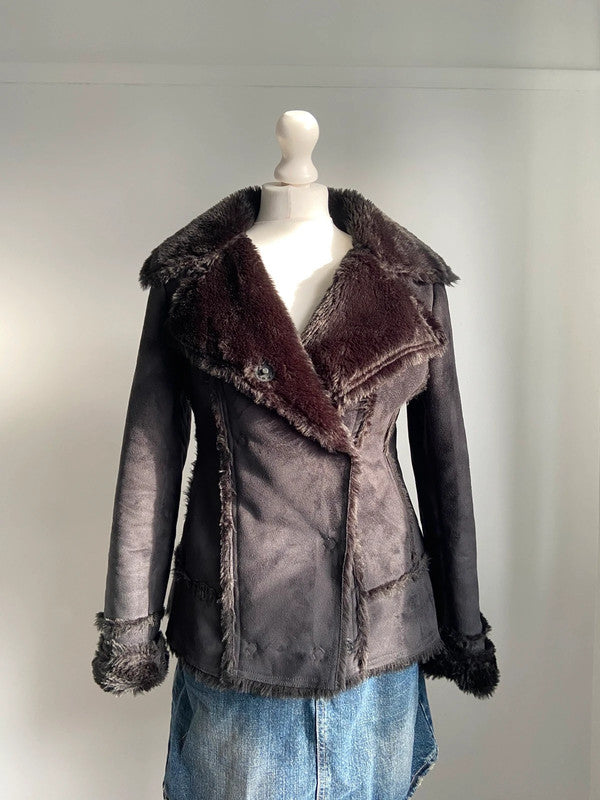 Vintage 00s Faux Fur Afghan Jacket - Size M - Funky Cat