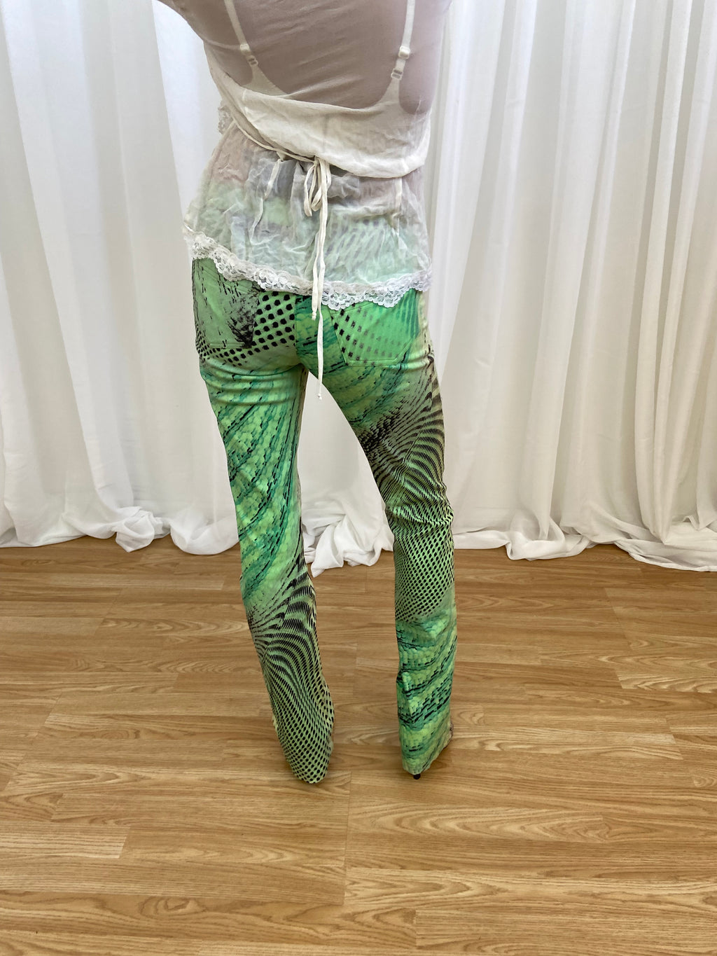 Vintage 00s Abstract Print Trousers - Size UK 6
