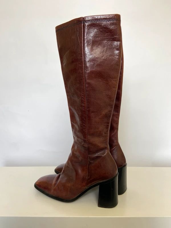 Vintage Boho Hippie Chunky Heel Boots - Size UK 6