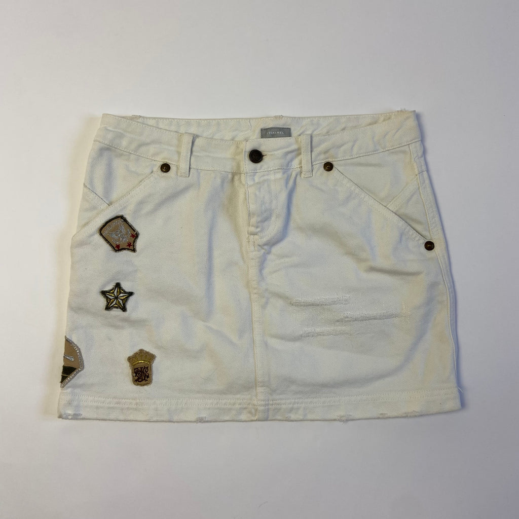 00s White Denim Mini Skirt - Size S/M - Funky Cat